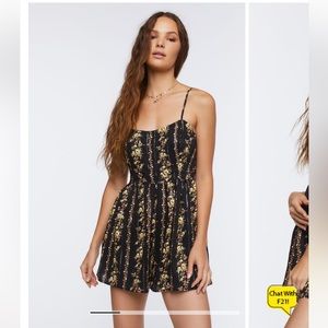F21 Floral Print Cami Romper